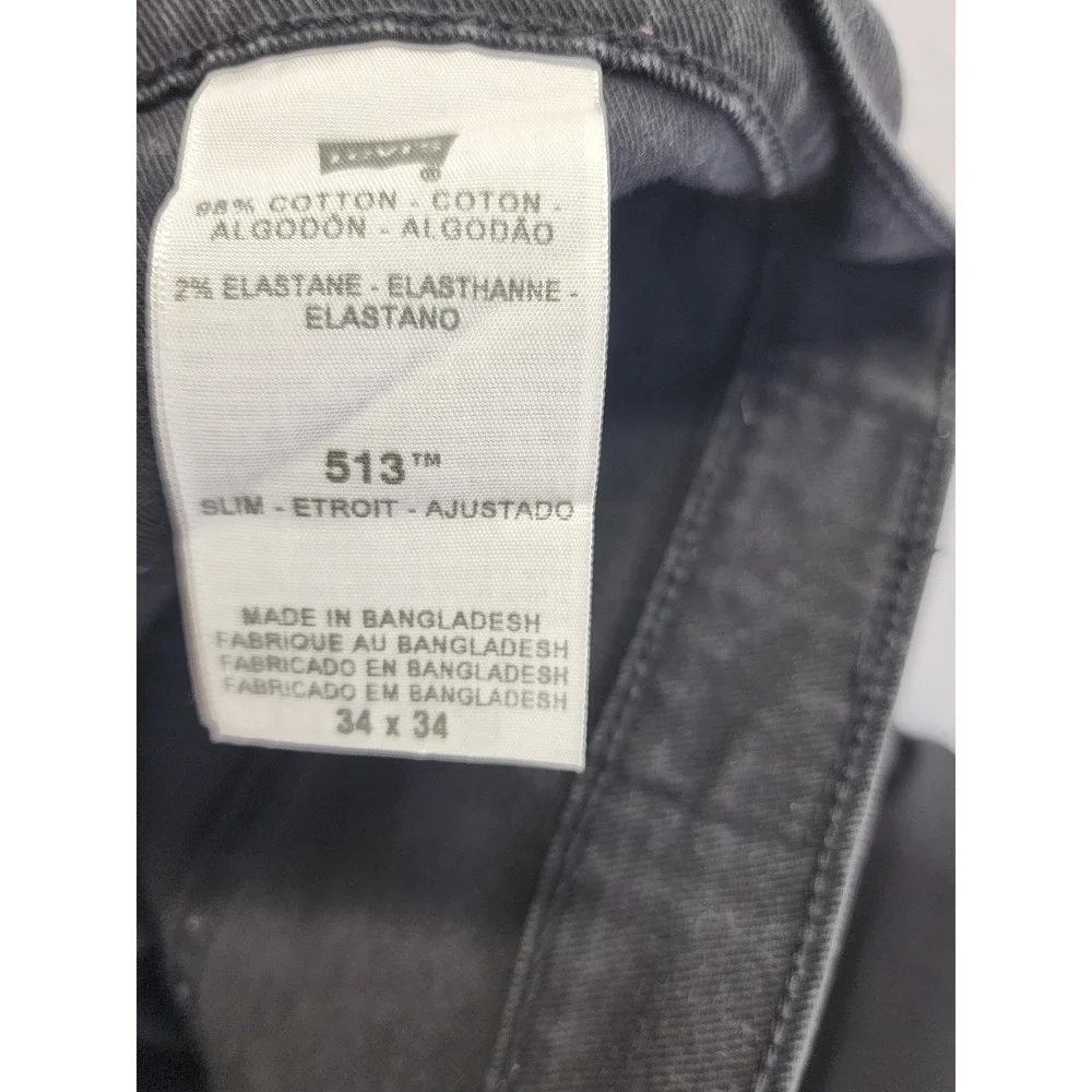 Levis‎ 513 Slim Fit Jeans Mens Black Faded Denim Pants 34x34